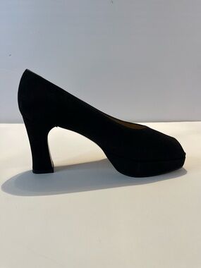 Charles Jourdan Black Peep Toe Heels Platform Pumps 3” Heel Women Size 6.5 B